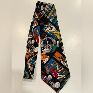 Vintage 90s 100% Silk Nicole MIller Football Novelty Tie Comic Strip 1993